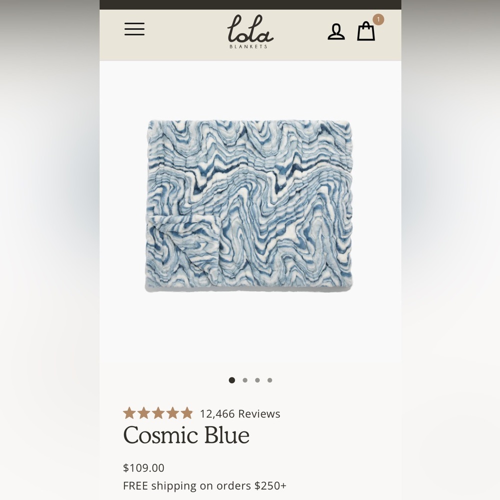 Lola Blankets Cosmic Blue Baby blanket size is 30x36